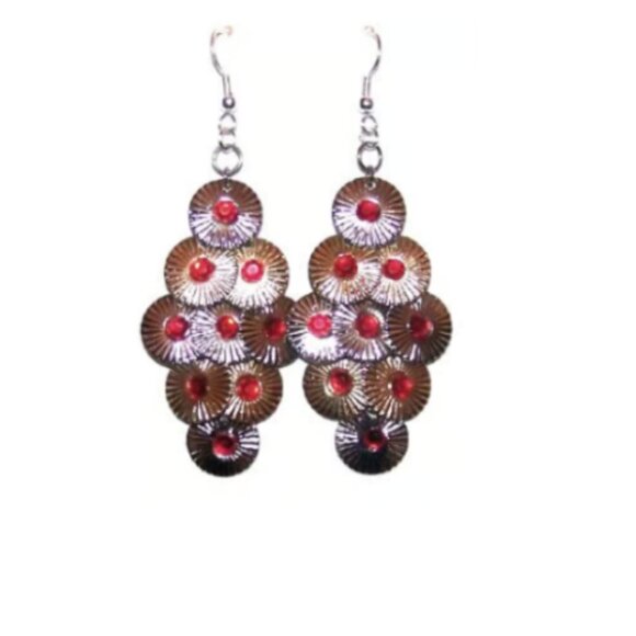 Gem Embellished Medallion Earrings - Picture 1 of 2